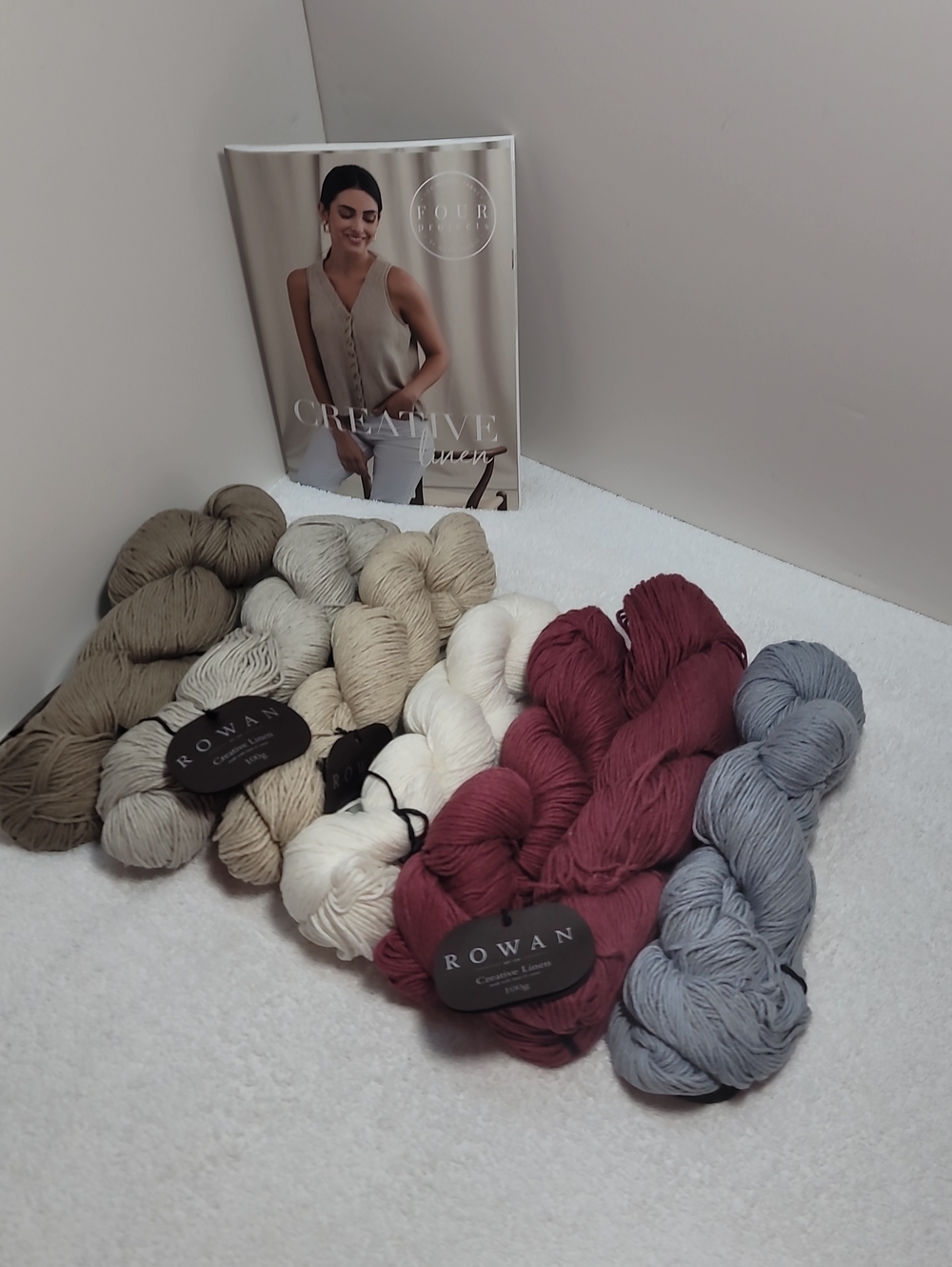 Rowan Yarn Lot — Neutral, Cream, Berry & Slate - 7 Skeins - NWT